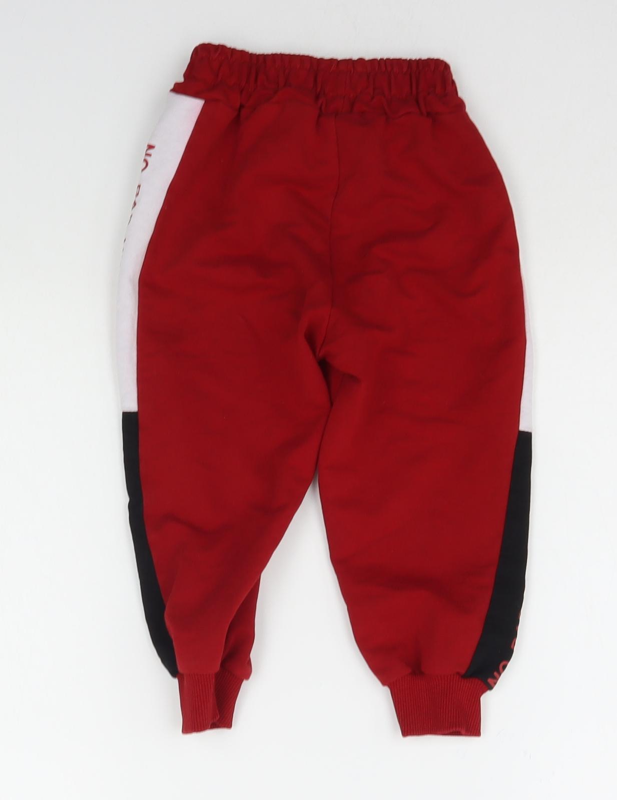 Preworn Boys Red   Jogger Trousers Size 4 Years