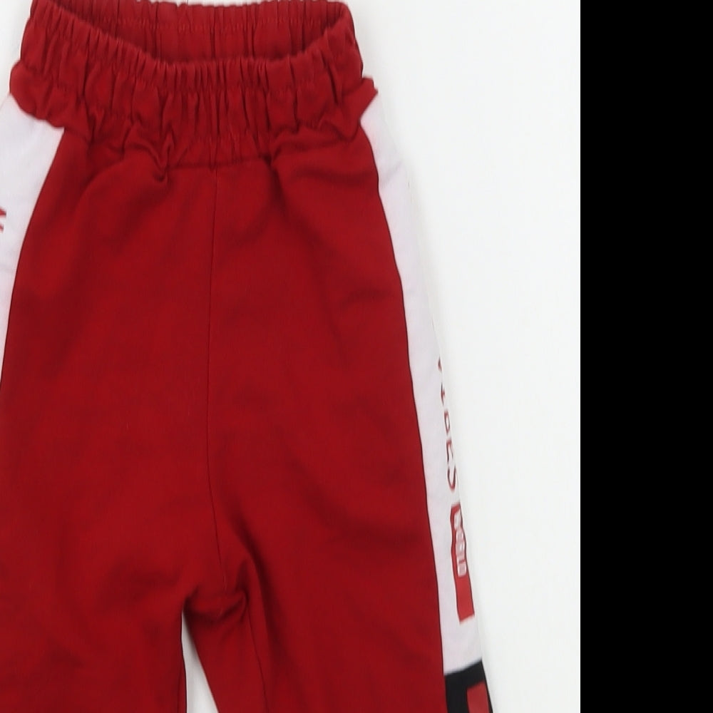 Preworn Boys Red   Jogger Trousers Size 4 Years