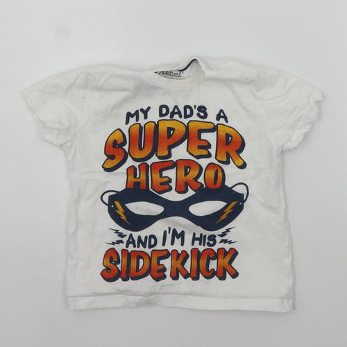 Primark Boys White   Basic T-Shirt Size 3-4 Years  - Super Hero