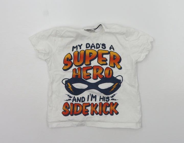 Primark Boys White Basic T-Shirt Size 3-4 Years - Super Hero