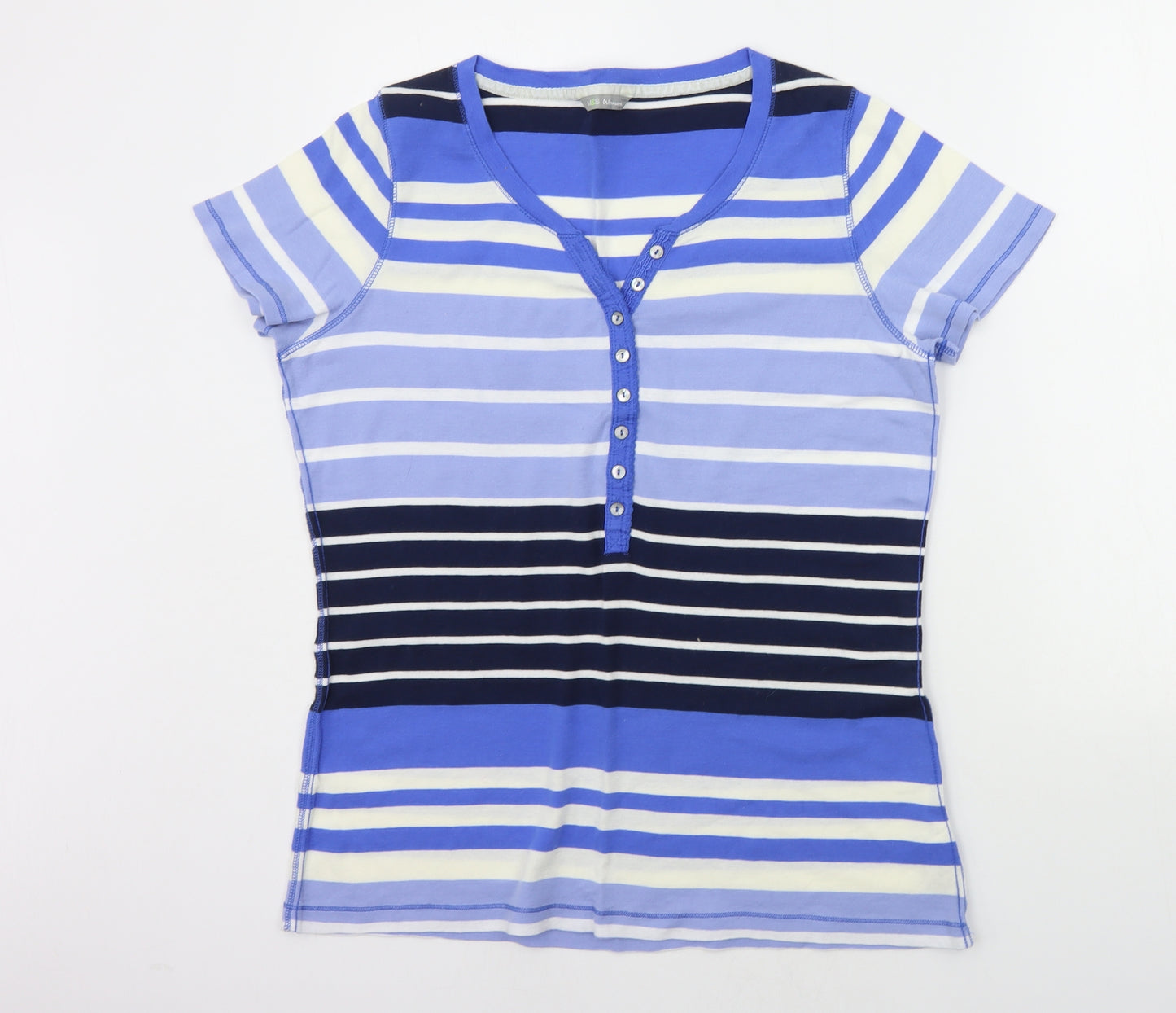 Marks and Spencer Womens Blue Striped  Basic T-Shirt Size 20