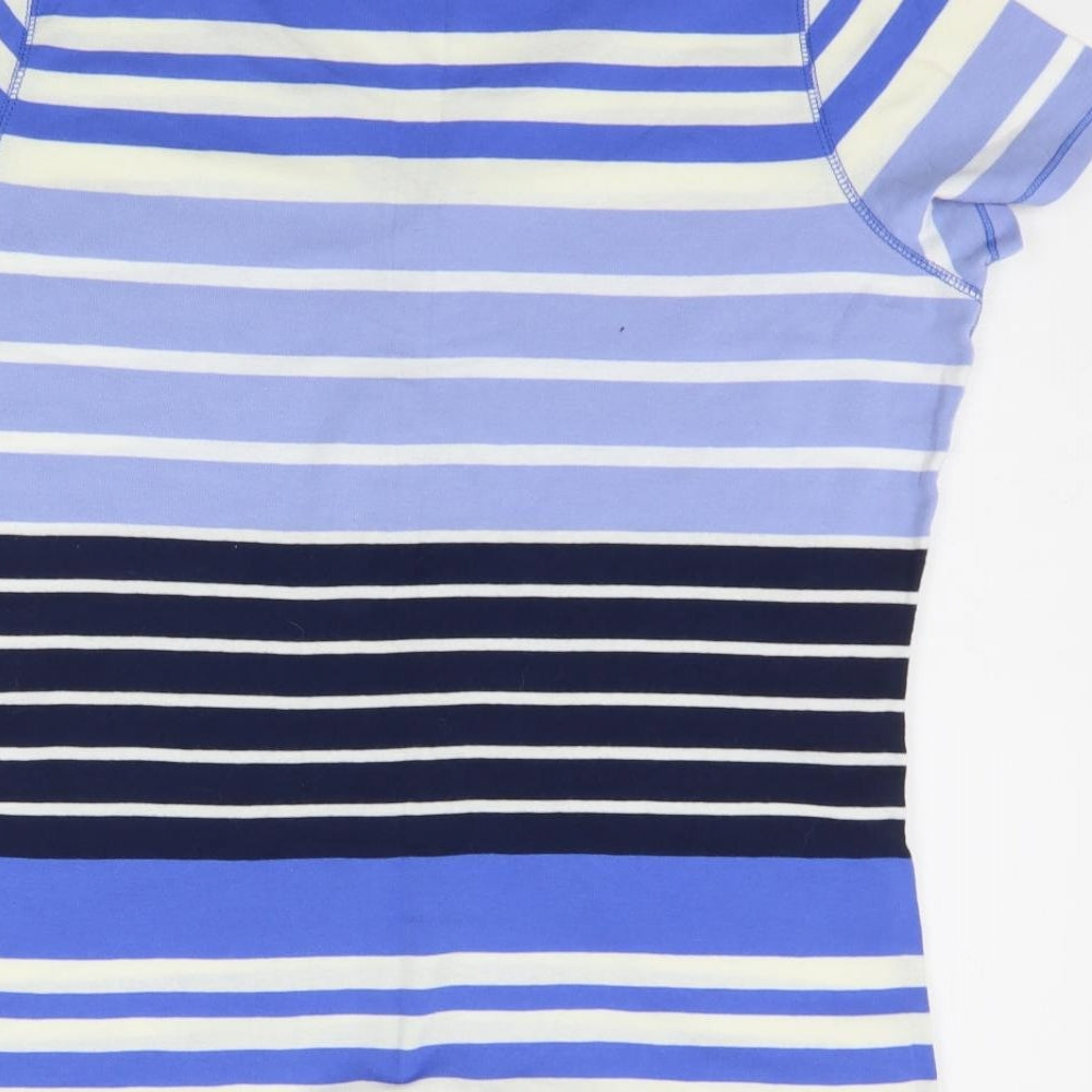 Marks and Spencer Womens Blue Striped  Basic T-Shirt Size 20