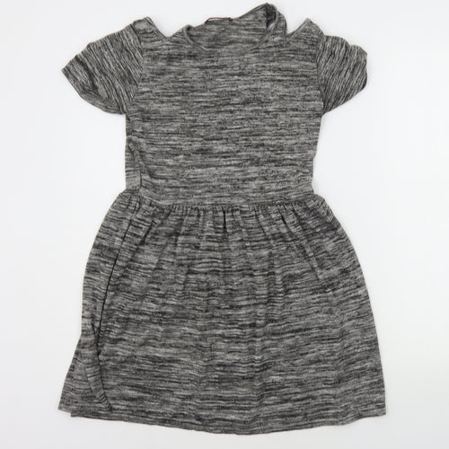 Miss Blush Girls Grey Houndstooth  A-Line  Size M