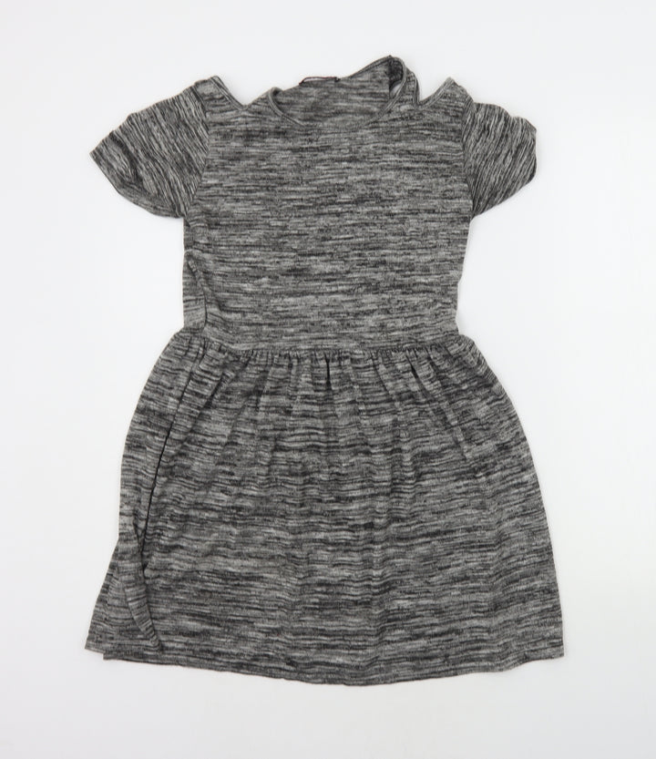 Miss Blush Girls Grey Houndstooth  A-Line  Size M