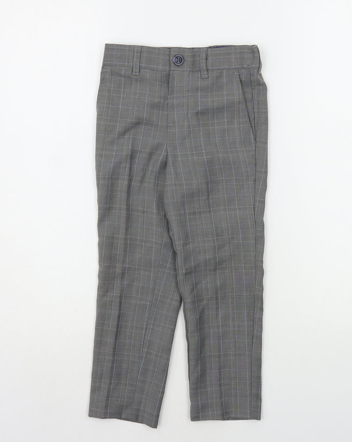 Monsoon Girls Grey Check Chino Trousers Size 4 Years