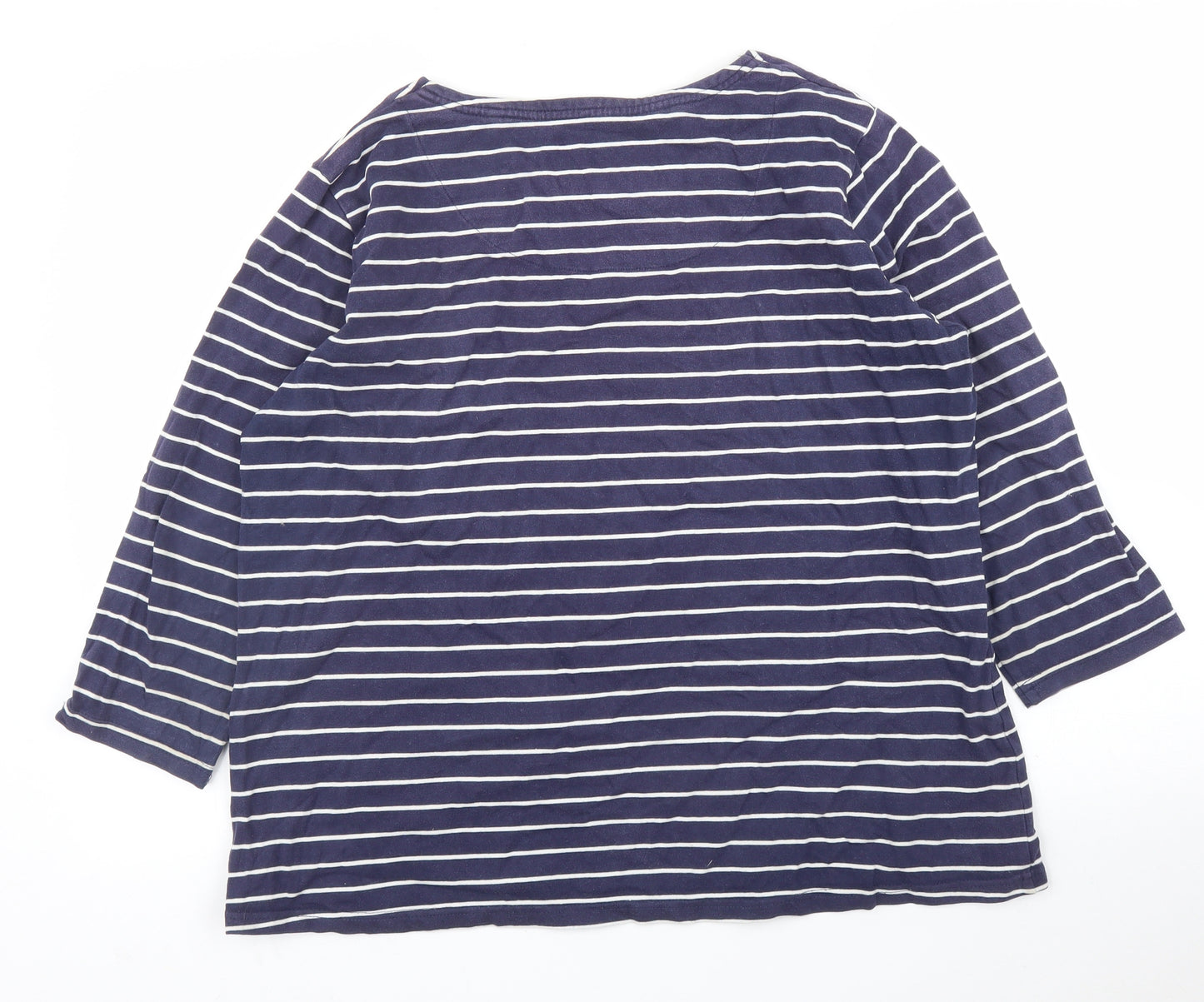 Crane Womens Blue Striped  Basic T-Shirt Size L