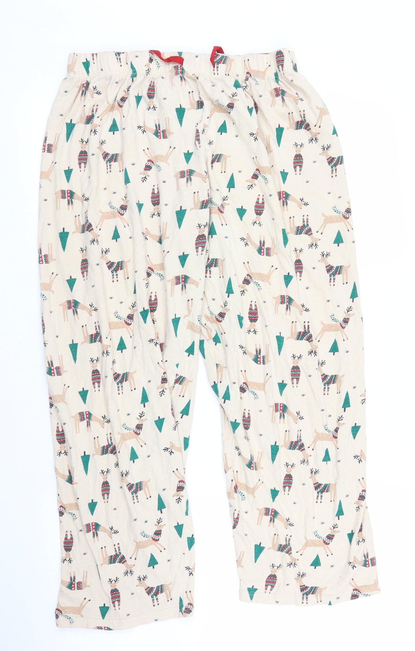 Primark Womens Beige Solid  Chemise Pyjama Pants Size M  - Christmas