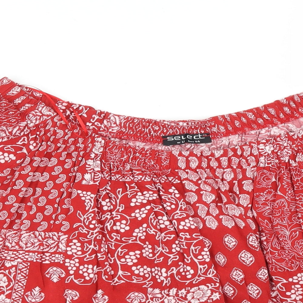 Select Womens Red Paisley  Basic Blouse Size 16