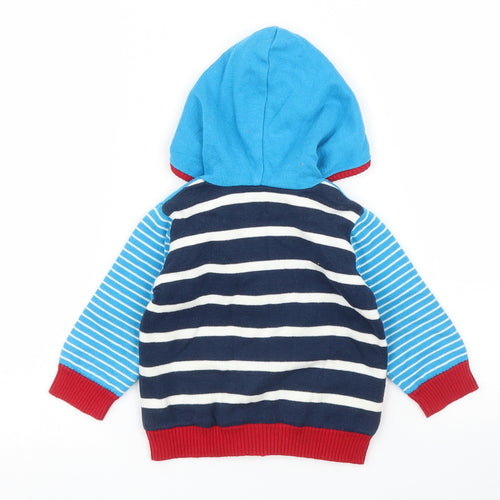 George Boys Blue Striped  Full Zip Jumper Size 6-9 Months
