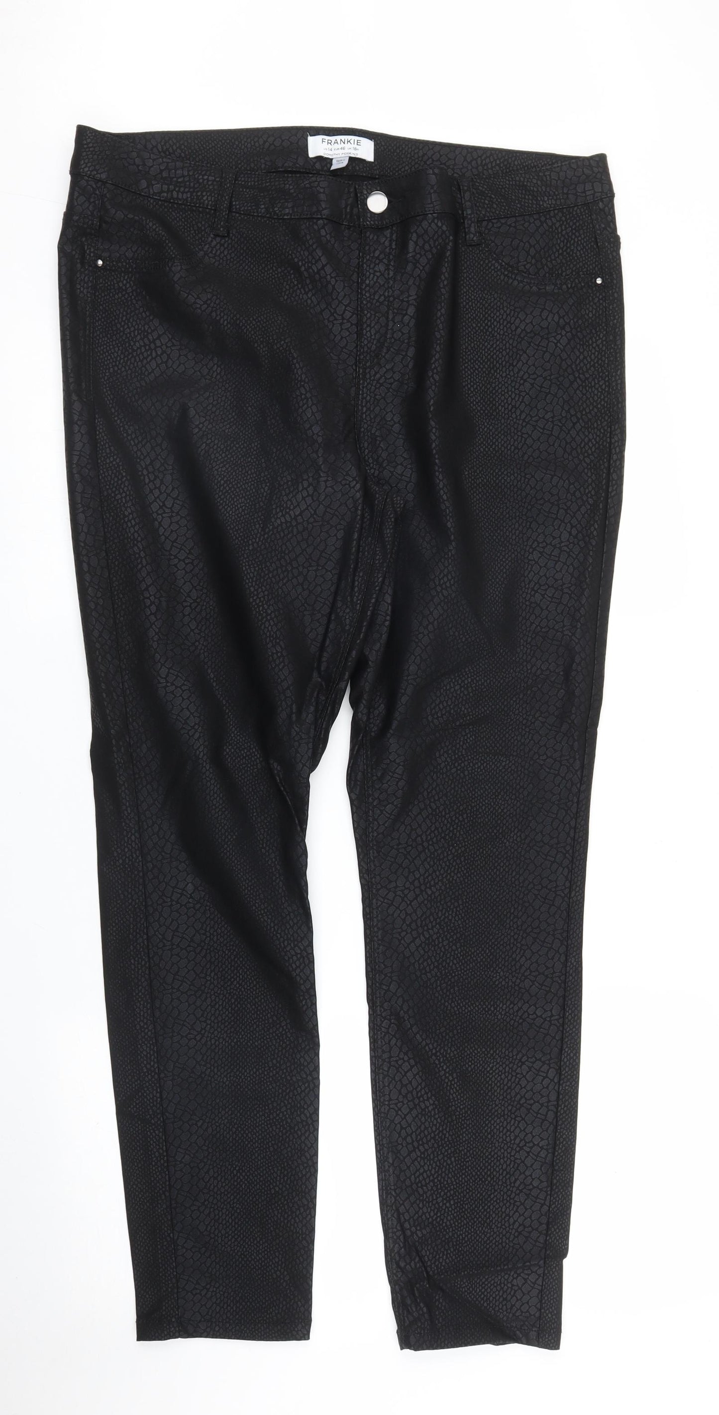 Dorothy Perkins Womens Black Animal Print  Skinny Jeans Size 18 L29 in - Snake print