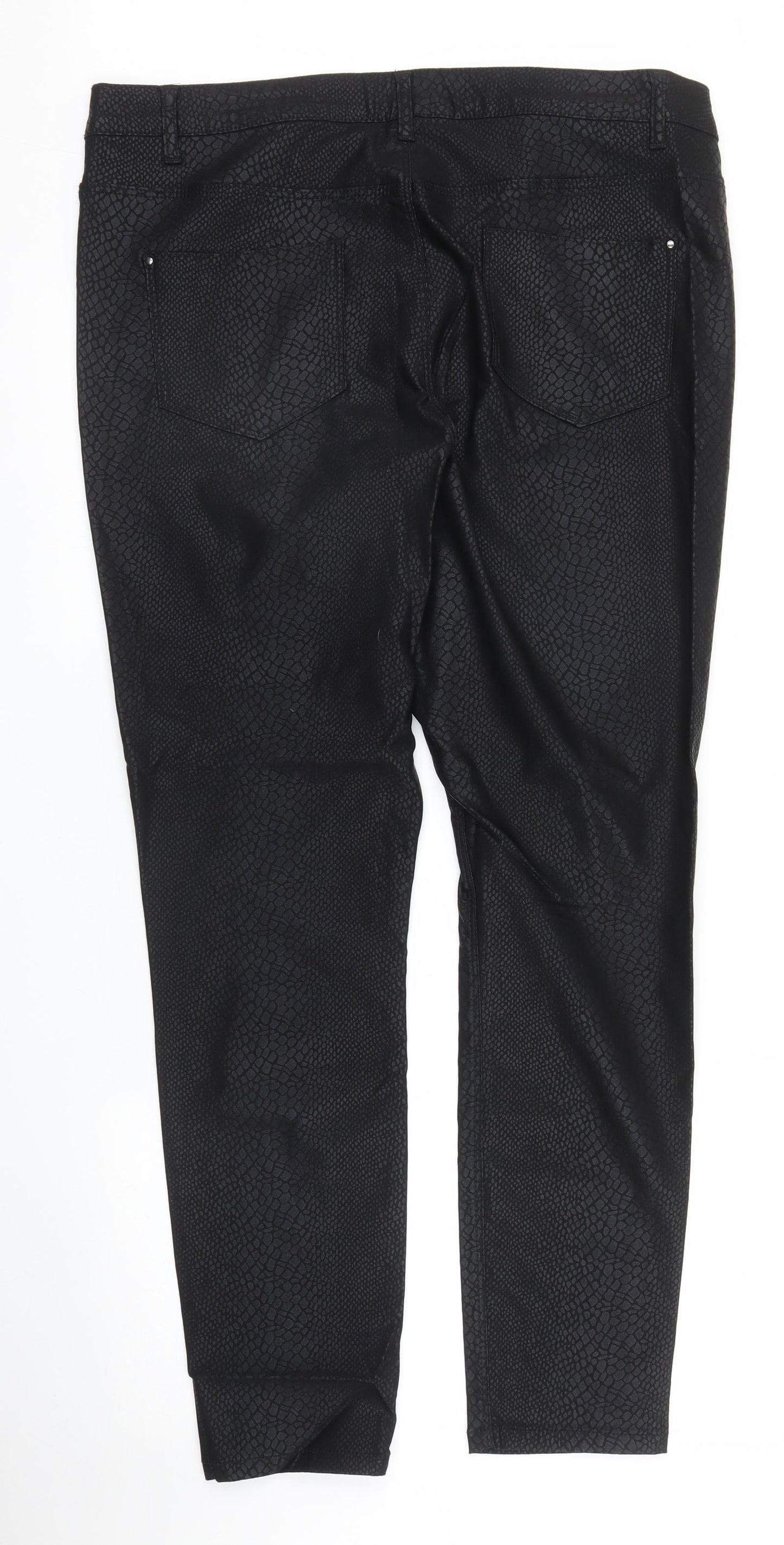 Dorothy Perkins Womens Black Animal Print  Skinny Jeans Size 18 L29 in - Snake print