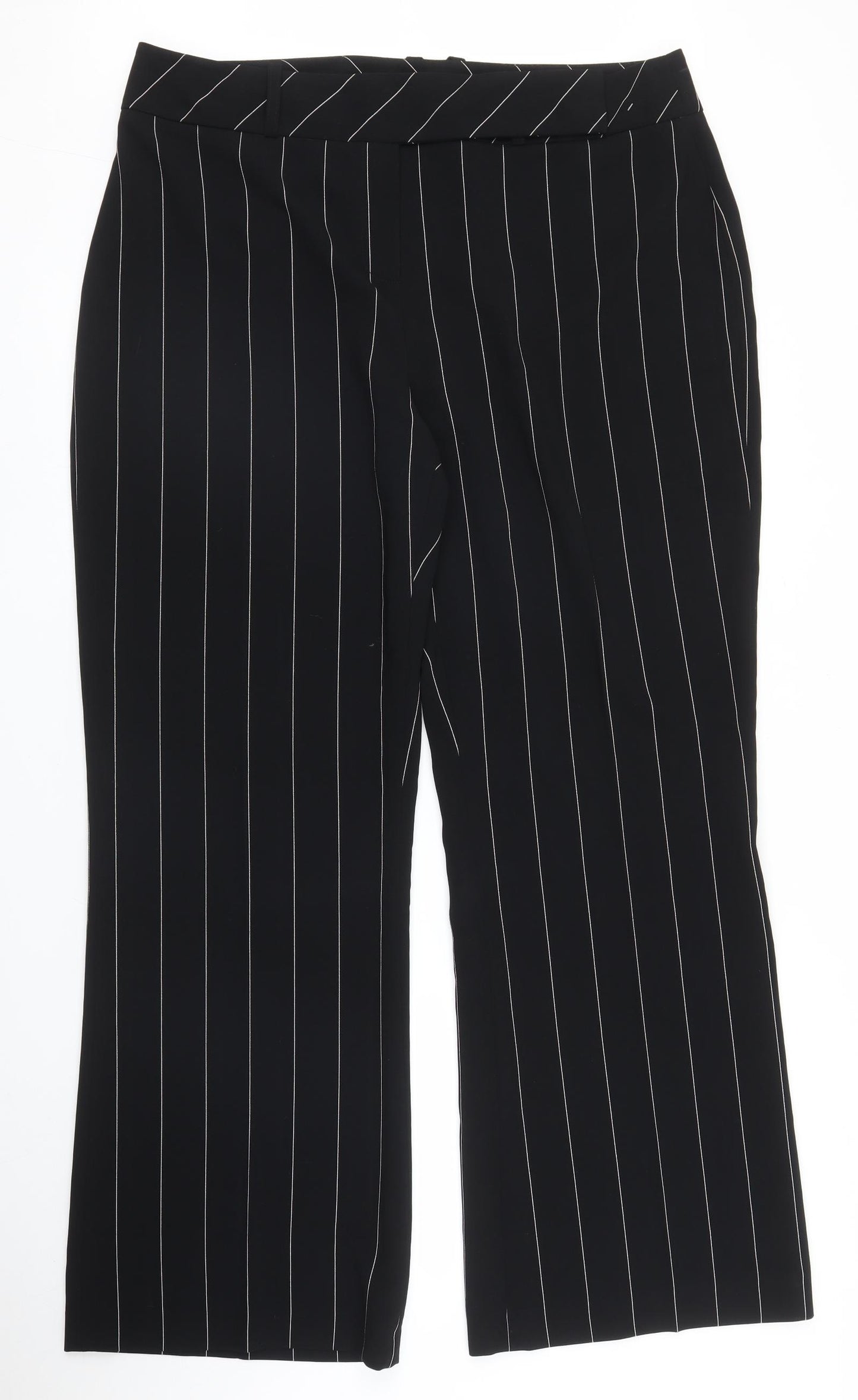 Wallis Womens Black Striped  Trousers  Size 18 L31 in