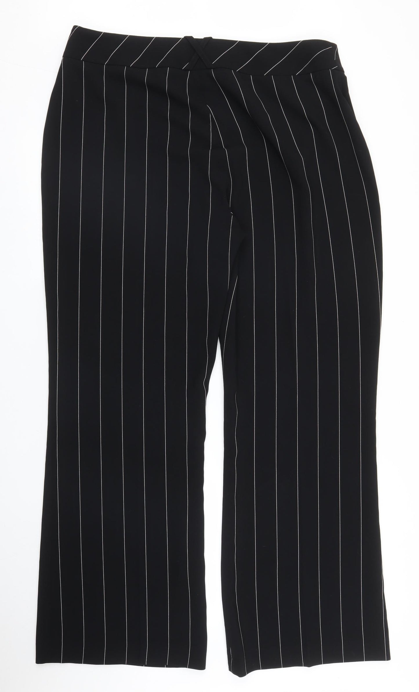 Wallis Womens Black Striped  Trousers  Size 18 L31 in