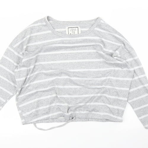 Time To Dream Womens Grey Striped  Pullover Jumper Size 16  - PJ top