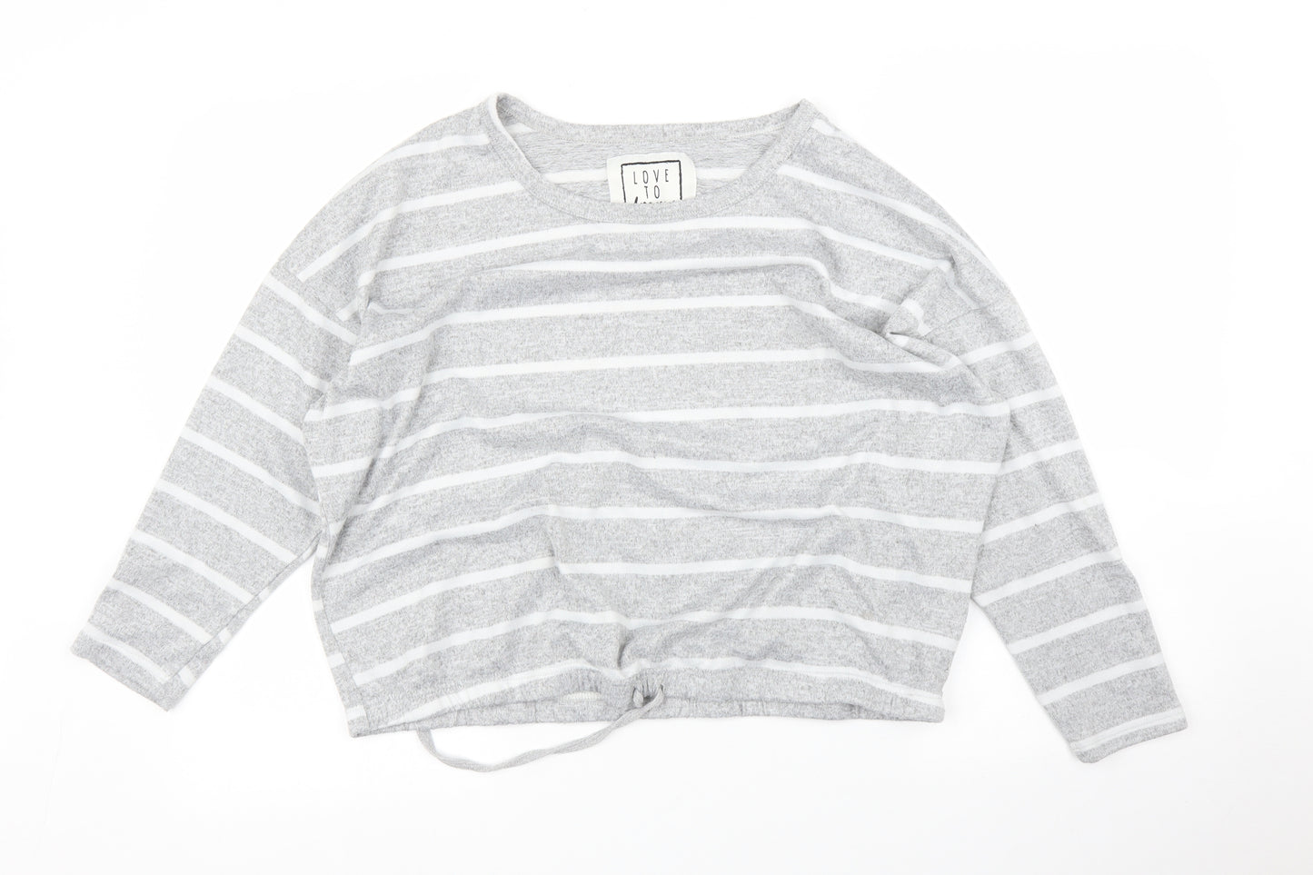 Time To Dream Womens Grey Striped  Pullover Jumper Size 16  - PJ top