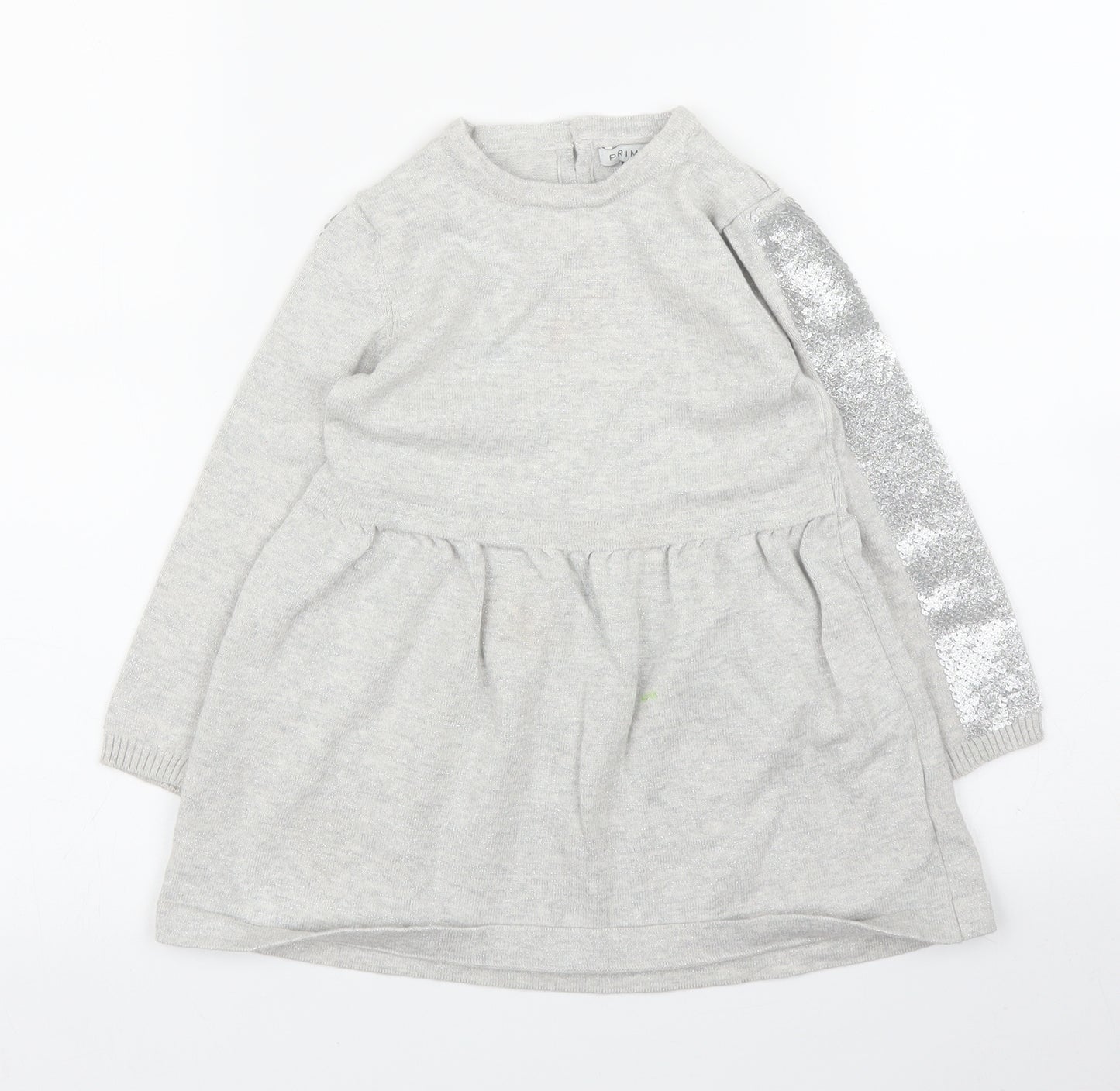 Primark Girls Silver   Jumper Dress  Size 3 Years