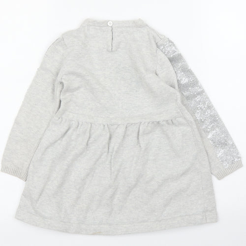 Primark Girls Silver   Jumper Dress  Size 3 Years