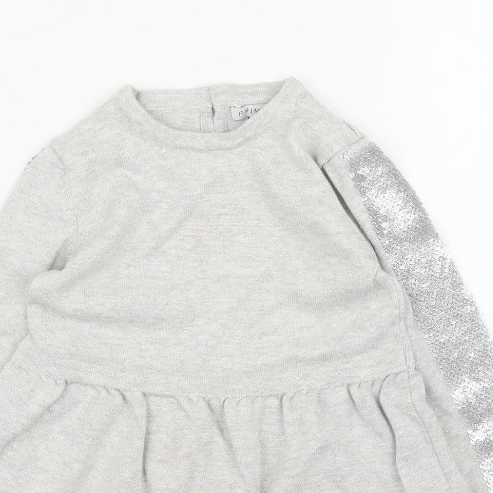 Primark Girls Silver   Jumper Dress  Size 3 Years