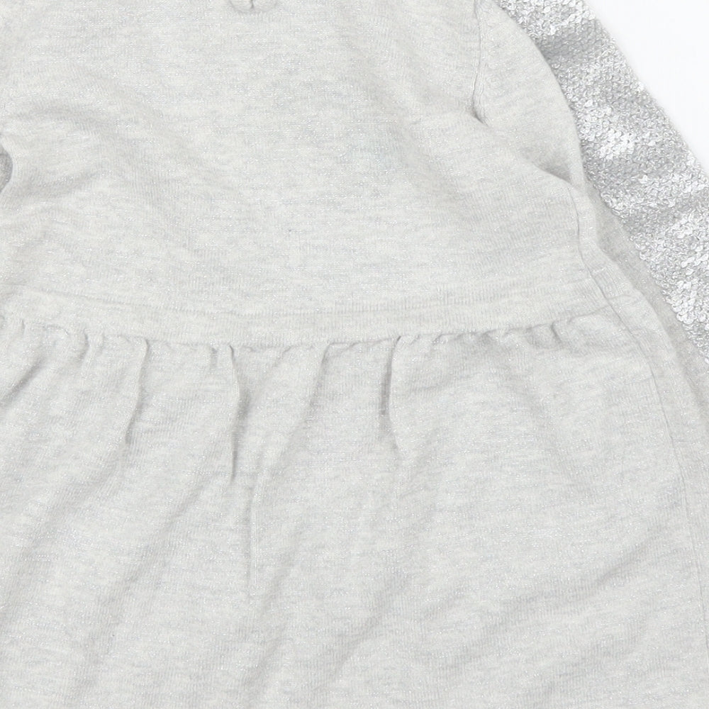 Primark Girls Silver   Jumper Dress  Size 3 Years