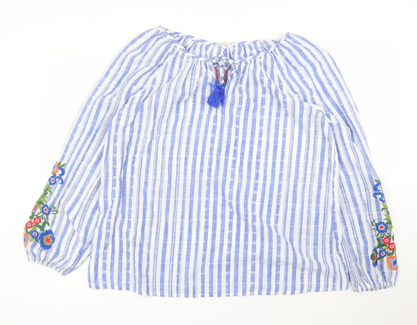Matalan Womens Blue Striped  Basic Blouse Size 18