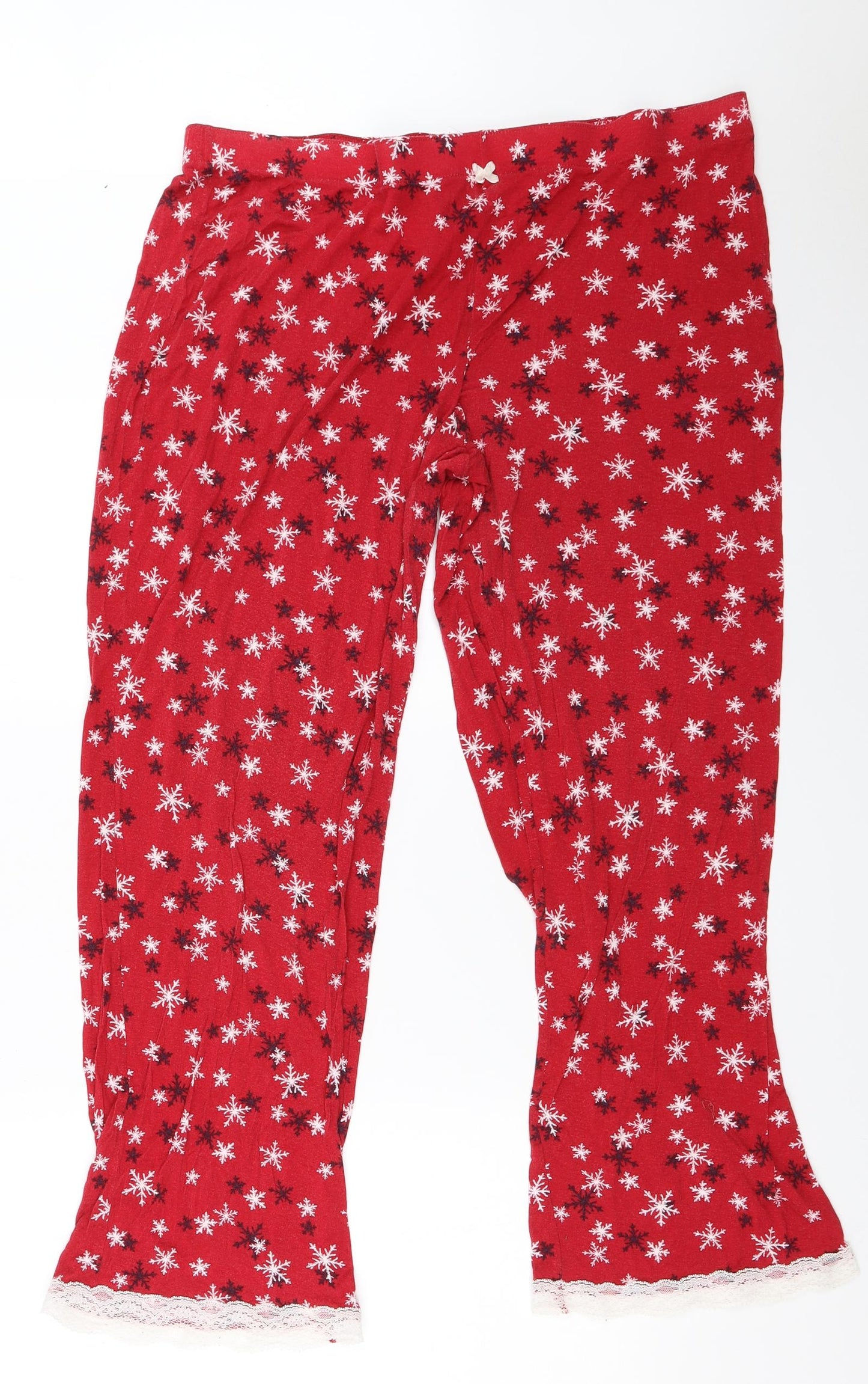 Marks and Spencer Womens Red Solid  Top Pyjama Pants Size 18