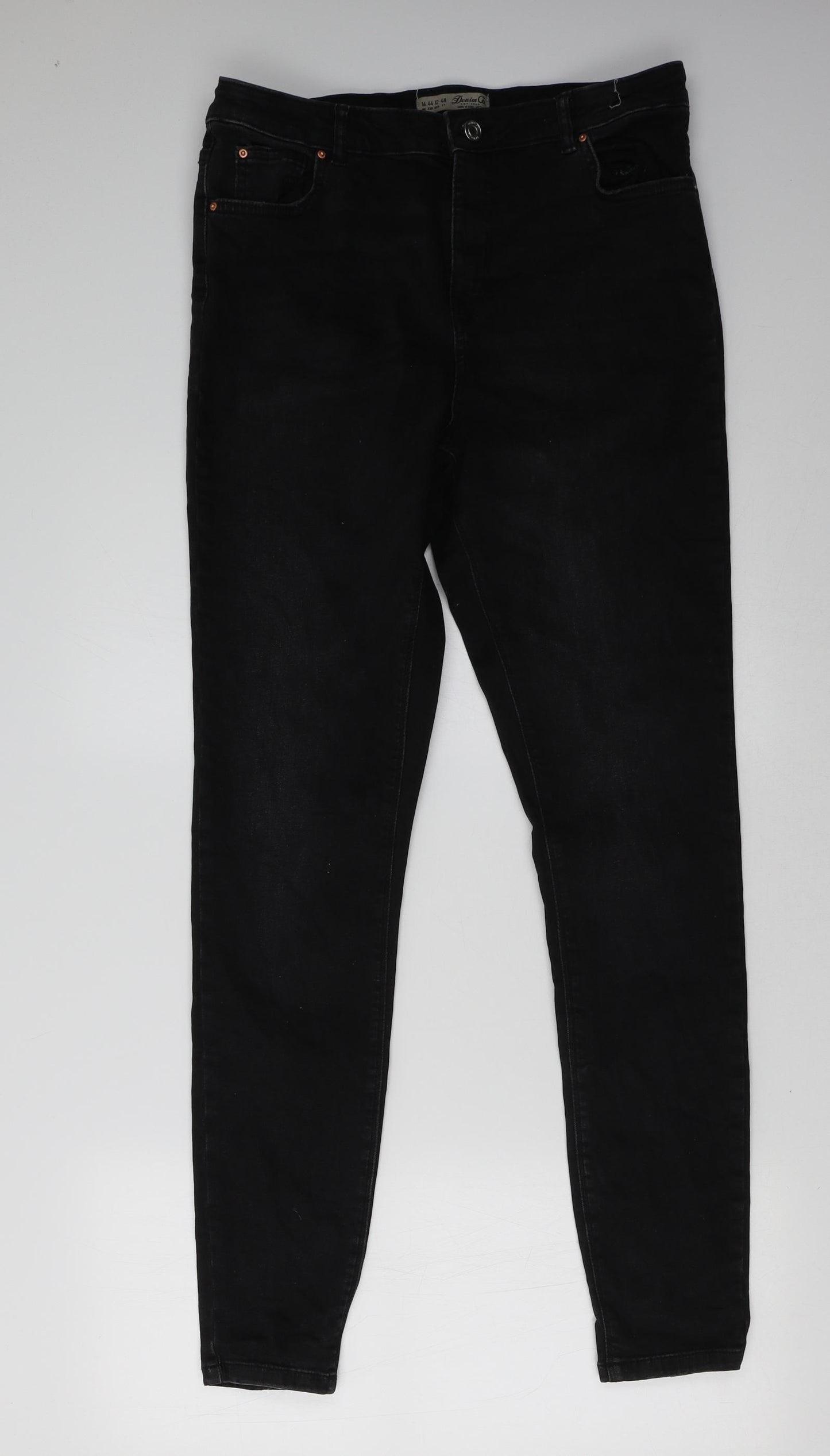 Primark Womens Black  Denim Skinny Jeans Size 16 L32 in