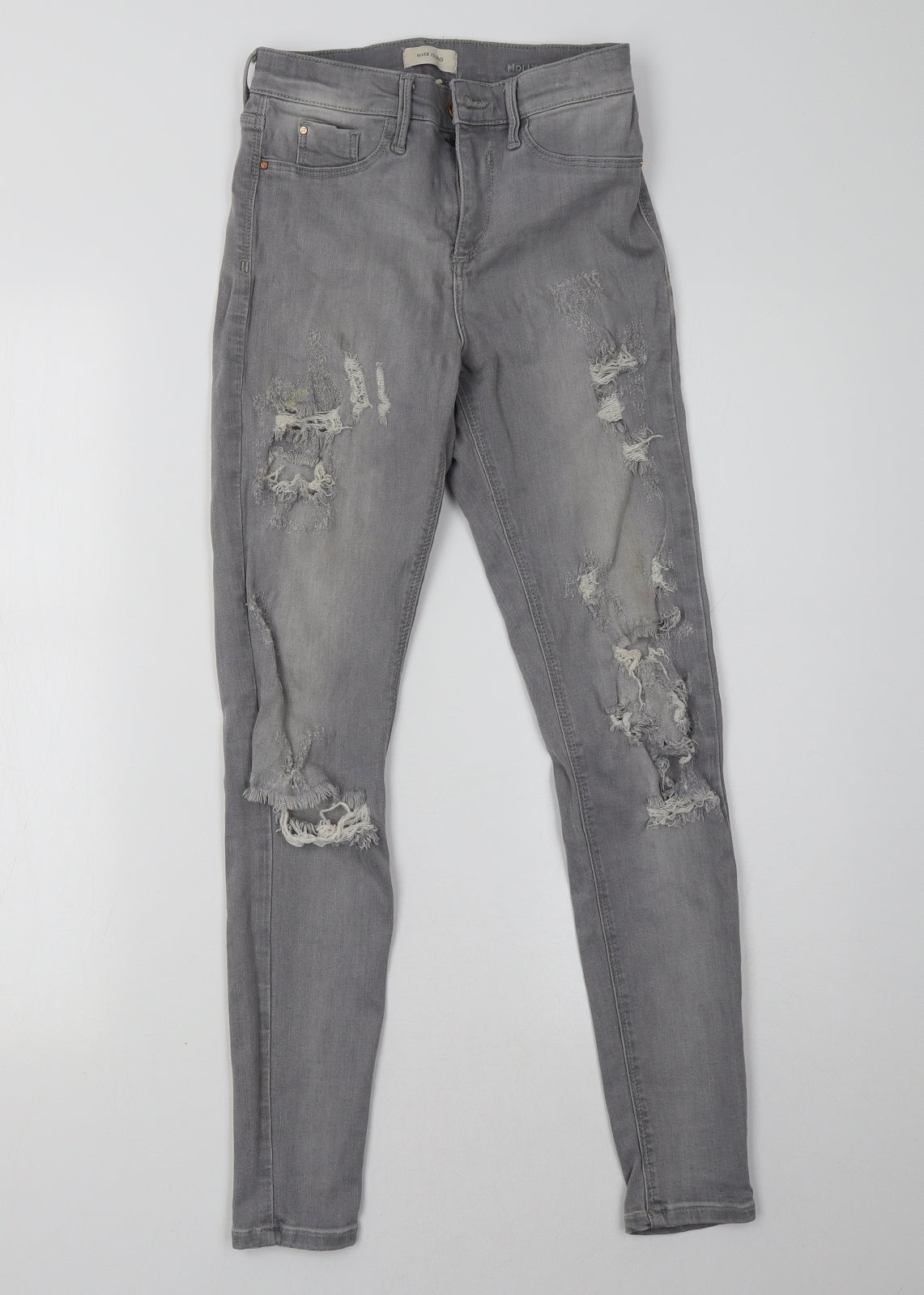 River Island Womens Grey  Denim Skinny Jeans Size 8 L28 in