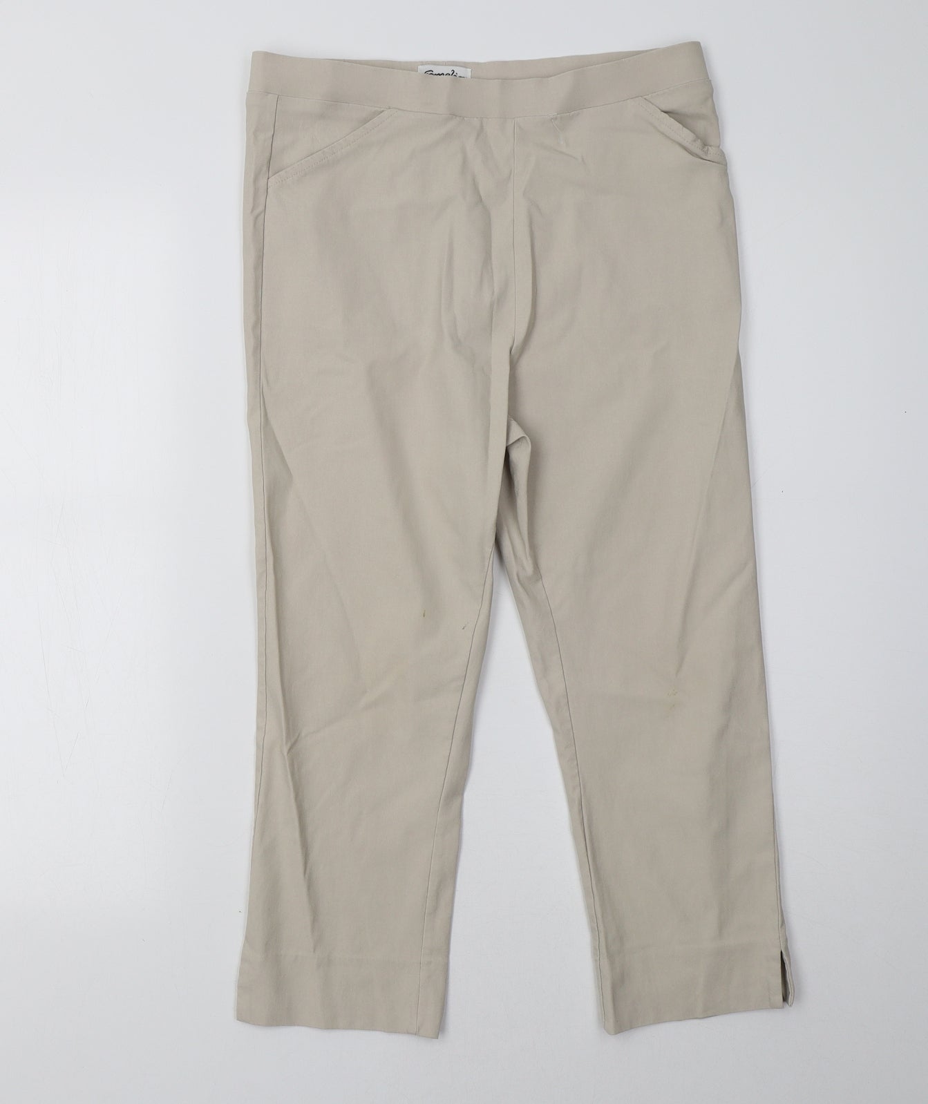 Emeliax Womens Beige   Cropped Trousers Size M L23 in