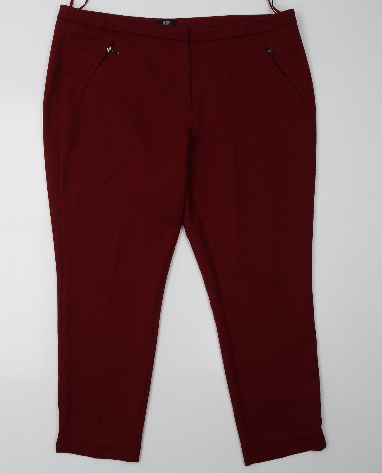 F&F Womens Red   Trousers  Size 18 L30 in