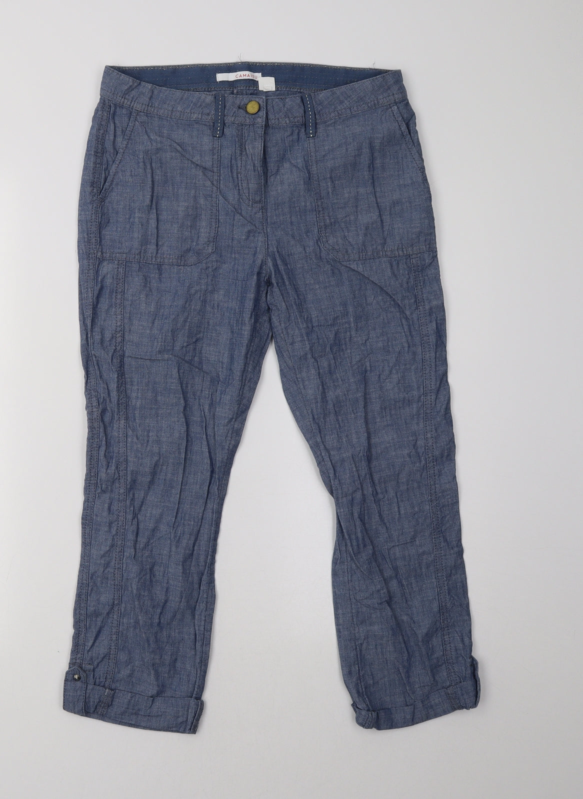 camaieu Womens Blue   Cropped Trousers Size 8 L25 in