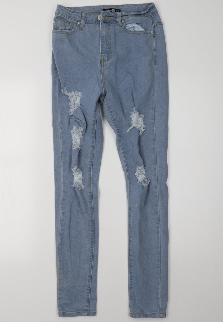 Boohoo Womens Blue Denim Skinny Jeans Size 6 L32 in