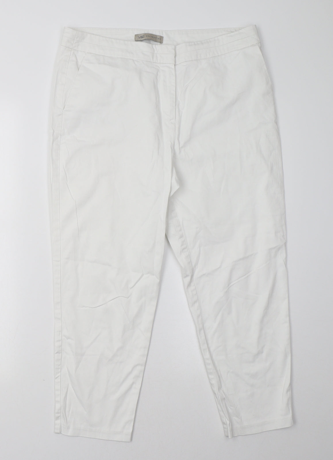 Marks and Spencer Womens White   Trousers  Size 14 L26 in