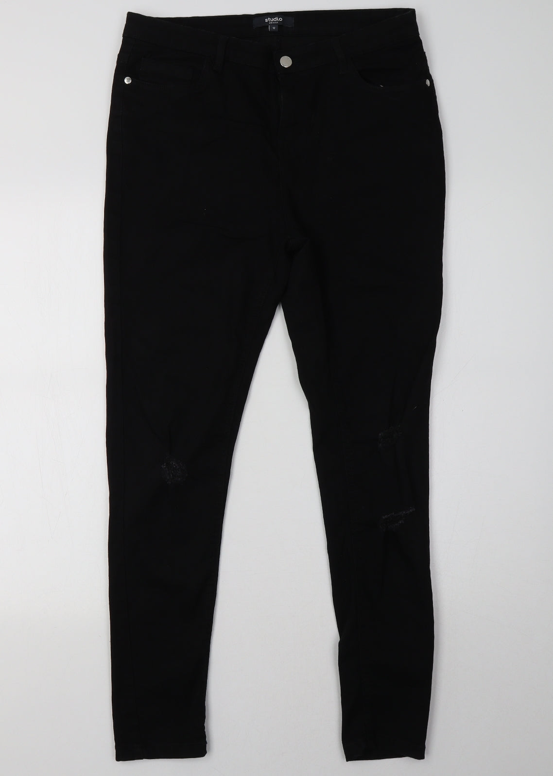 Studio Womens Black  Denim Skinny Jeans Size 12 L32 in