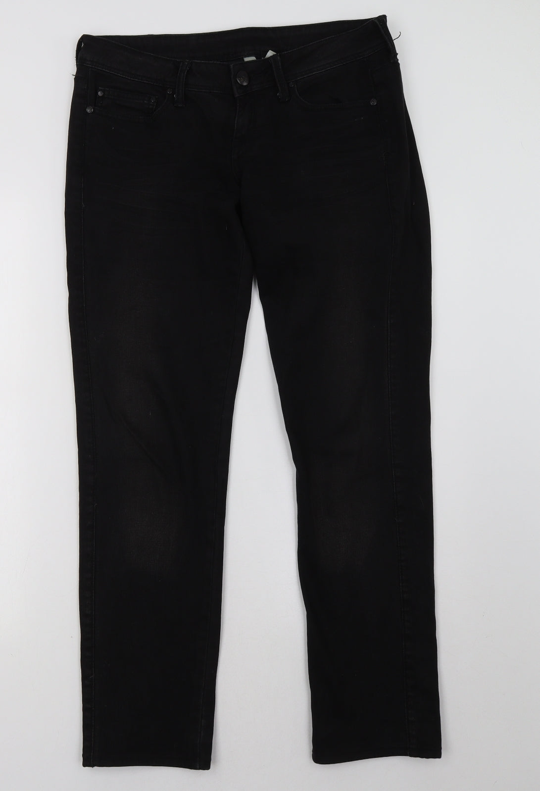 Mango Womens Black  Denim Straight Jeans Size 12 L31 in