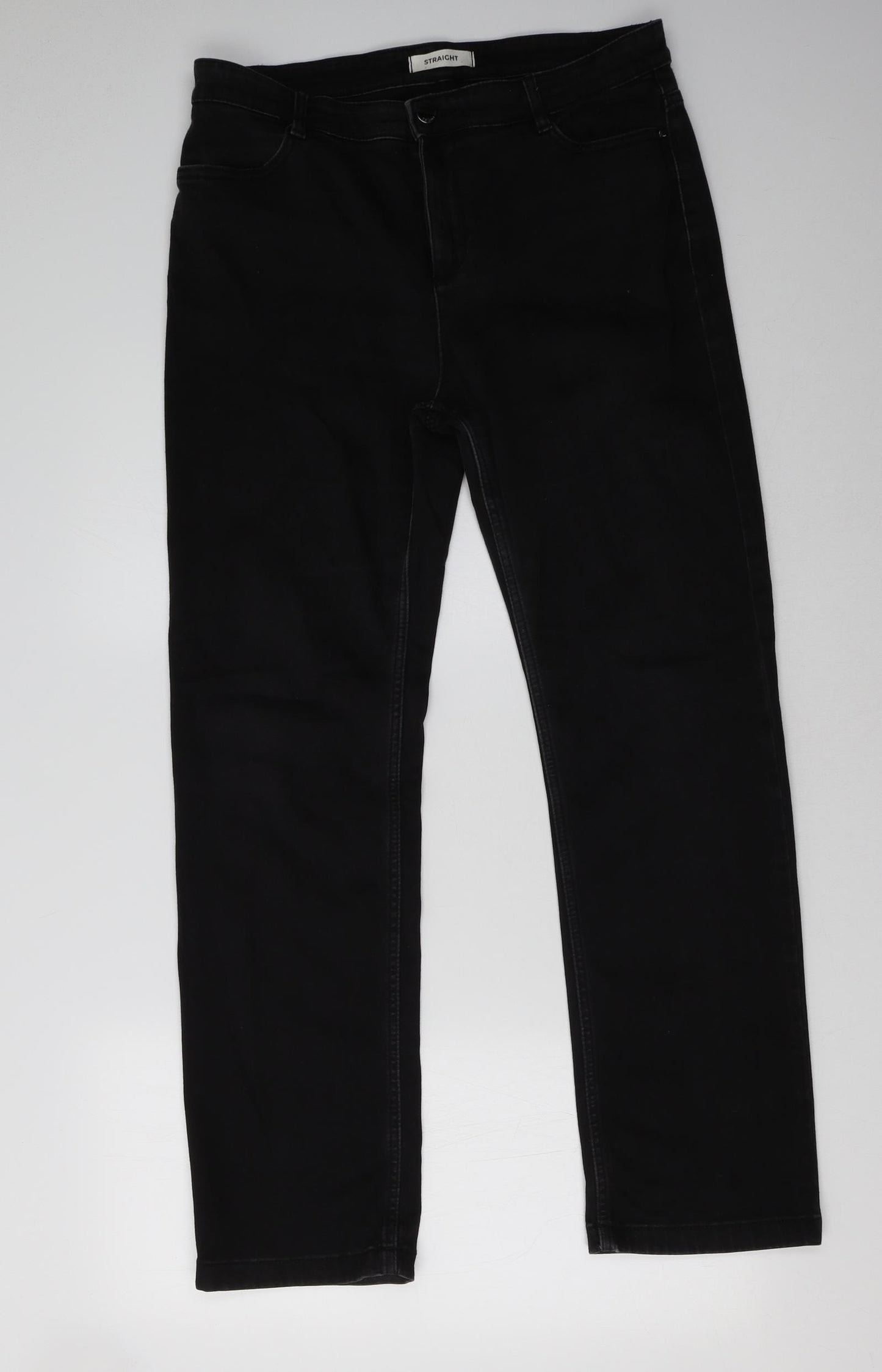 Marks and Spencer Womens Black  Denim Straight Jeans Size 14 L32 in