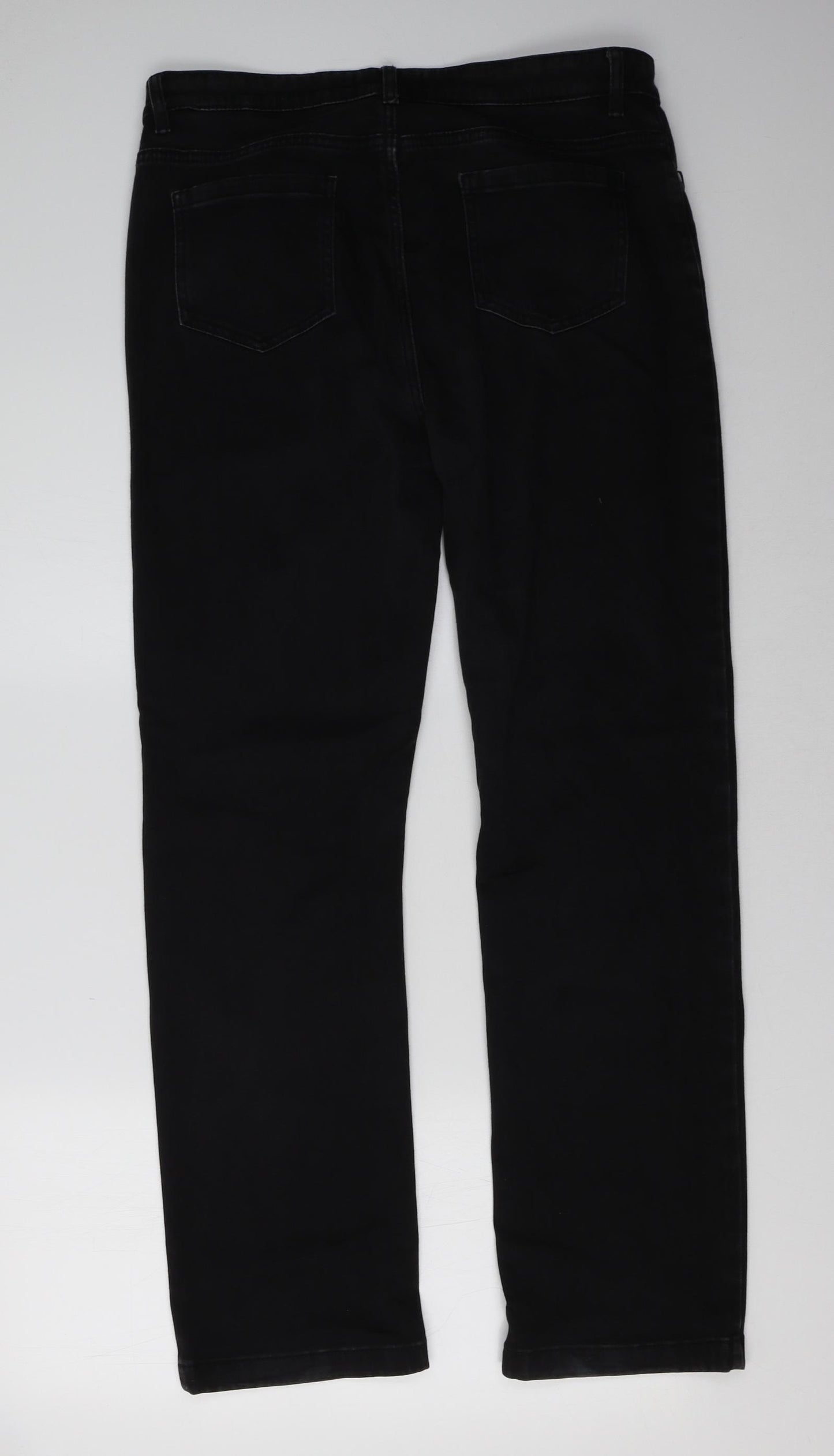 Marks and Spencer Womens Black  Denim Straight Jeans Size 14 L32 in