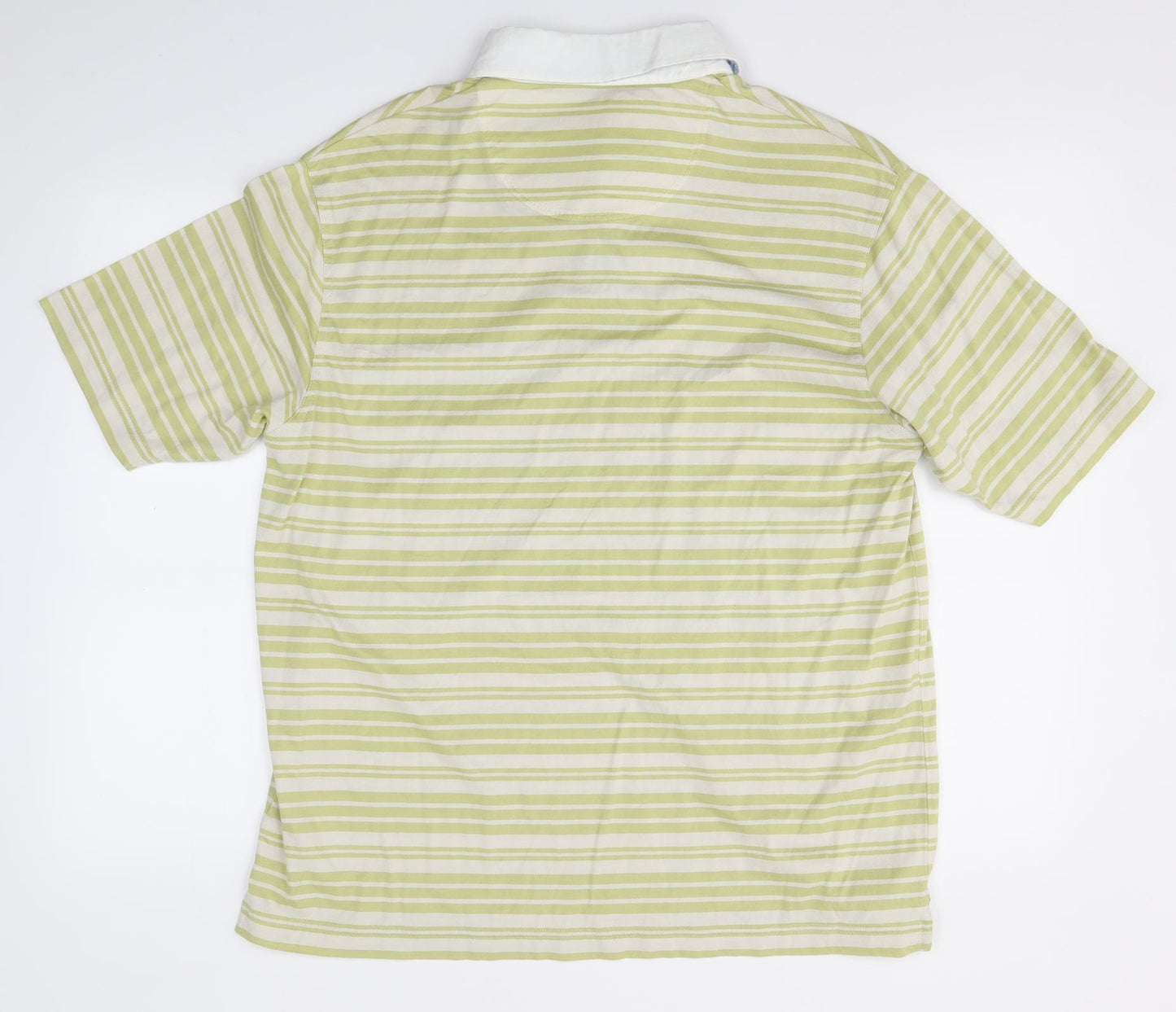 M&S Mens Green Striped   Polo Size M
