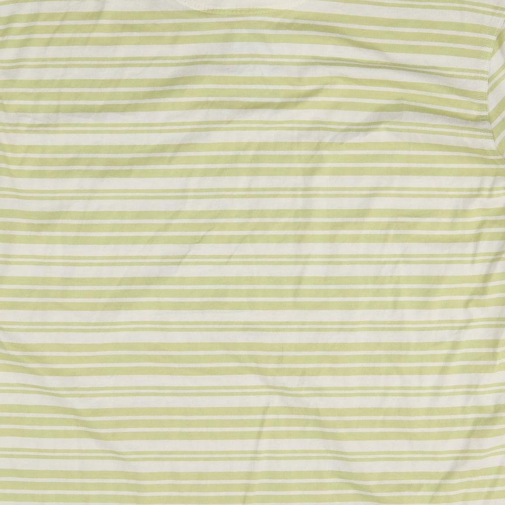 M&S Mens Green Striped   Polo Size M