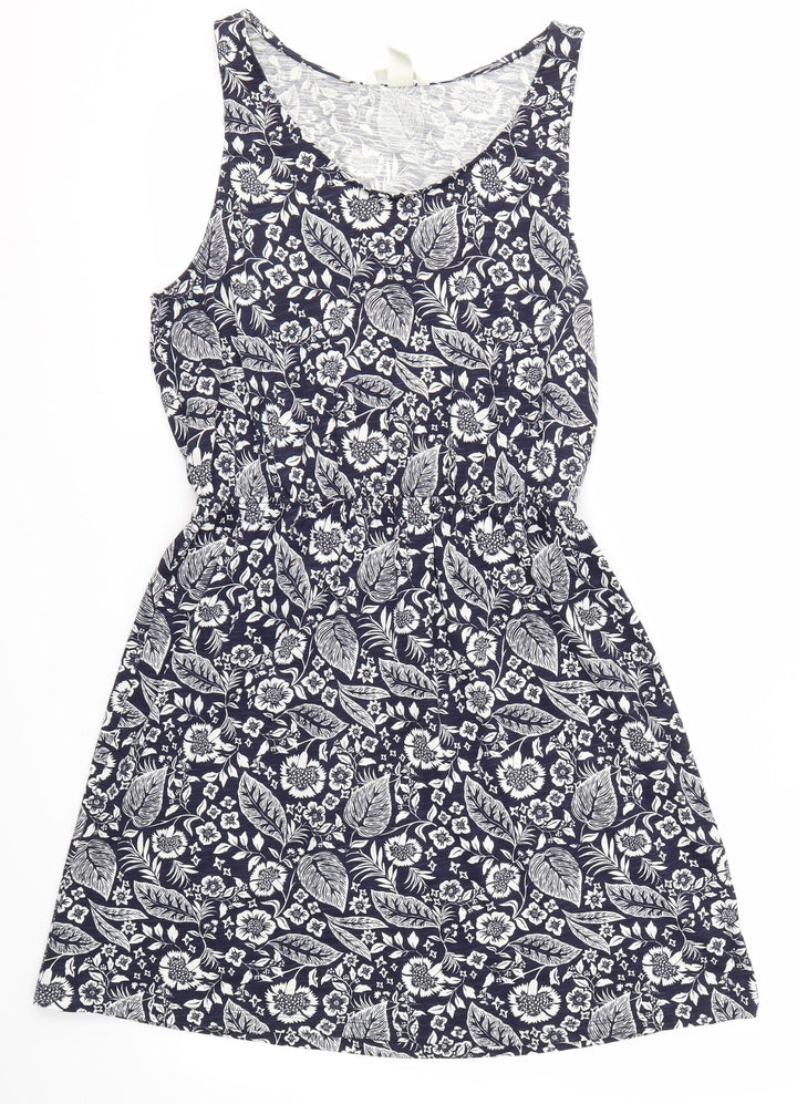 H&M Womens Blue Floral  A-Line  Size M
