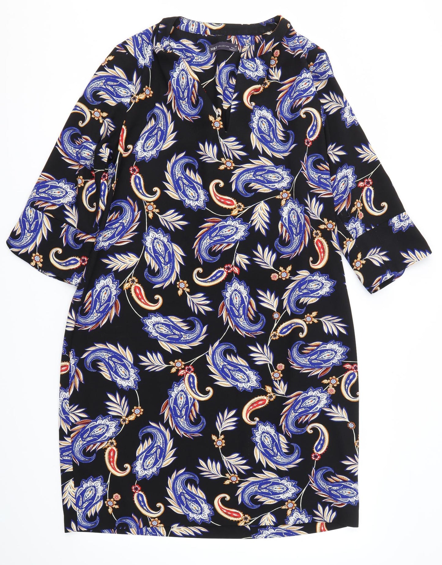 M&S Womens Multicoloured Paisley  Shirt Dress  Size 14