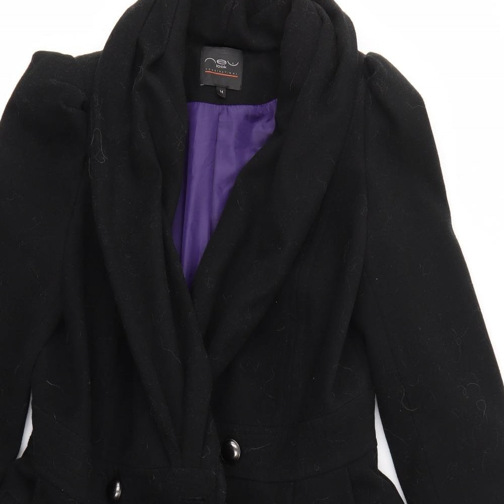 New Look Womens Black   Overcoat Coat Size 14