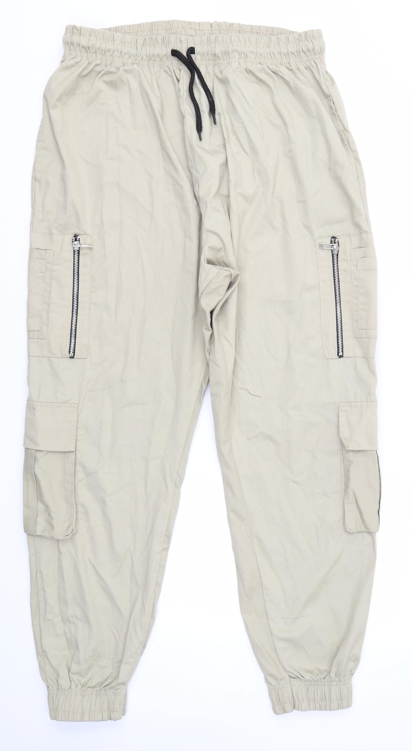 PRETTYLITTLETHING Womens Beige   Cargo Trousers Size 16 L28 in