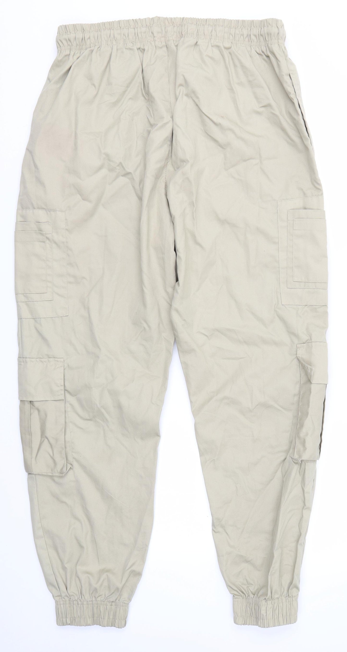 PRETTYLITTLETHING Womens Beige   Cargo Trousers Size 16 L28 in
