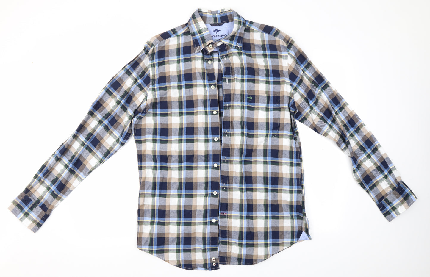 Fynch Hatton Mens Multicoloured Check   Button-Up Size M