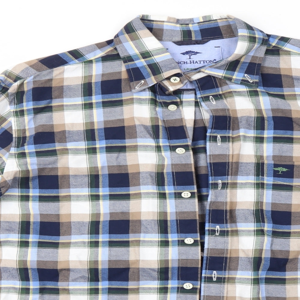 Fynch Hatton Mens Multicoloured Check   Button-Up Size M