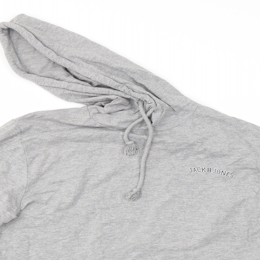 JACK & JONES Mens Grey   Pullover Hoodie Size L