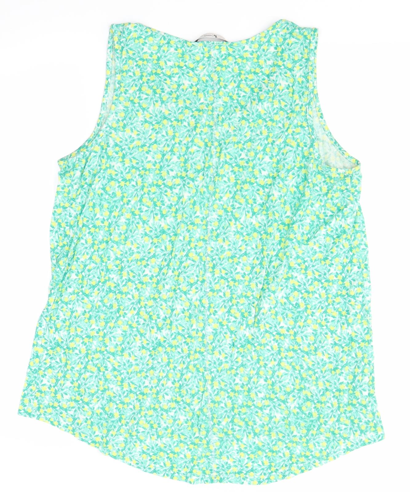 TU Womens Green Floral  Basic Blouse Size 14