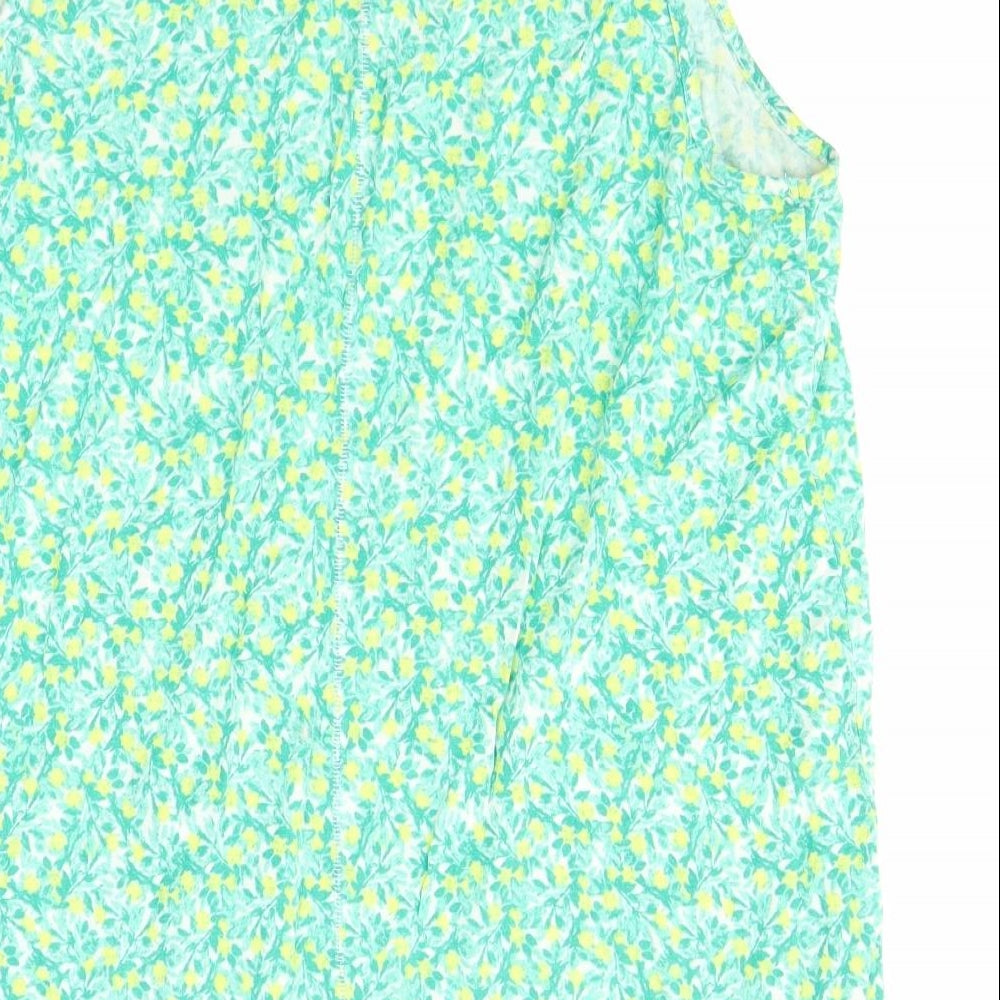 TU Womens Green Floral  Basic Blouse Size 14