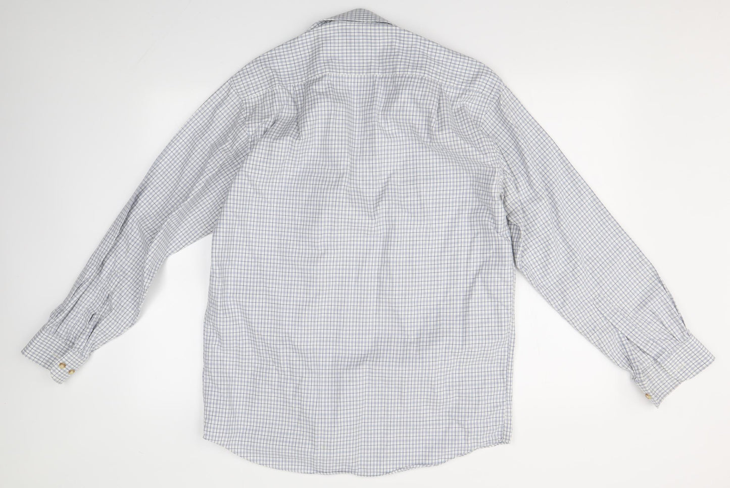 M&S Mens Blue Check   Dress Shirt Size 15