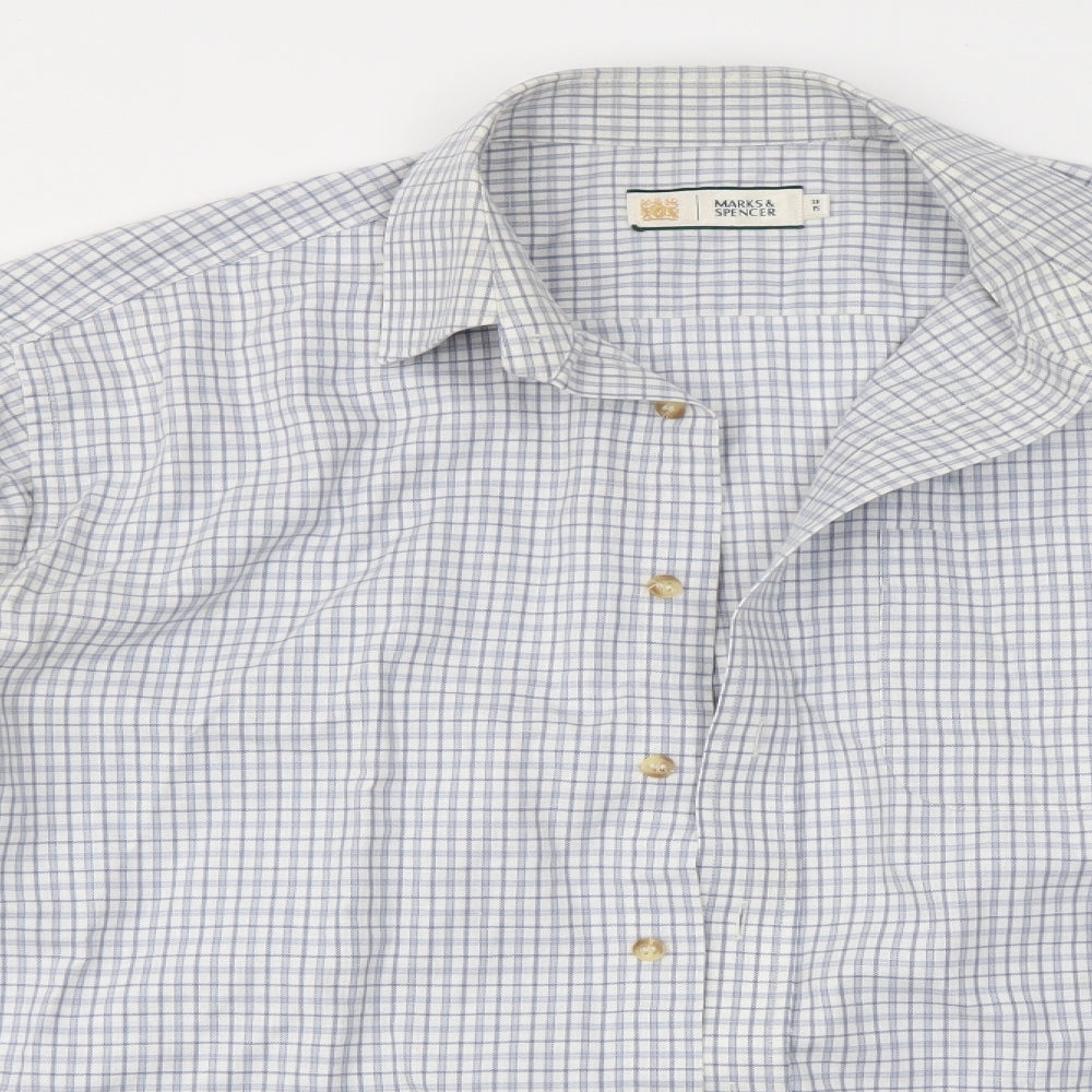M&S Mens Blue Check   Dress Shirt Size 15